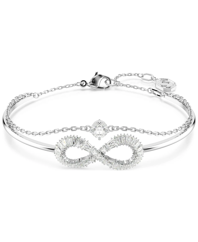 Swarovski Rhodium-Plated Baguette Crystal Infinity Double-Row Bangle Bracelet