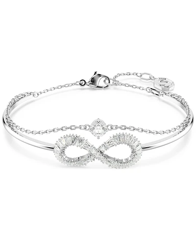 Swarovski Rhodium-Plated Baguette Crystal Infinity Double-Row Bangle Bracelet