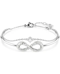 Swarovski Rhodium-Plated Baguette Crystal Infinity Double-Row Bangle Bracelet
