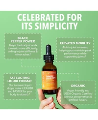 Organic Turmeric Liquid Drops, Liquid Turmeric 1000mg Enhanced Absorption for Digestive & Joint Support, Unflavored, Havasu Nutrition, 1 fl oz