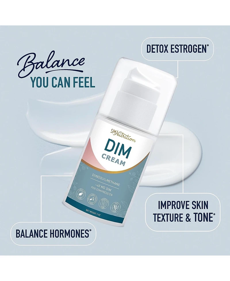 Dim Cream Supplement | Diindolylmethane Hormone Balancing Cream for Women | Support Estrogen Balance & Relief for Menopause, Perimenopause, Hormonal A