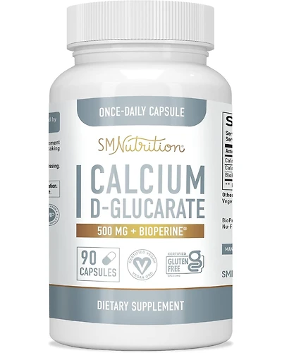 Calcium D-Glucarate Capsules, Cdg for Liver Detox & Cleanse, Metabolism, Hormone Balance, & Menopause Support, SMNutrition, 90ct