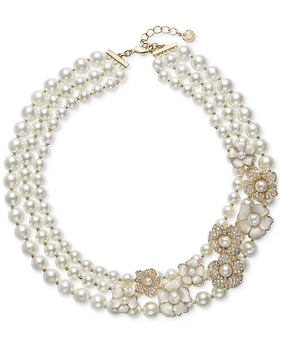 Charter Club Gold-Tone Layered Beaded Necklace, 19" + 2" extender, Created for Macy's