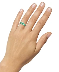 Emerald (1-1/8 ct. t.w.) & Diamond (1/8 ct. t.w.) Triple Oval Halo Ring in 14k Gold (Also in Ruby & Sapphire)