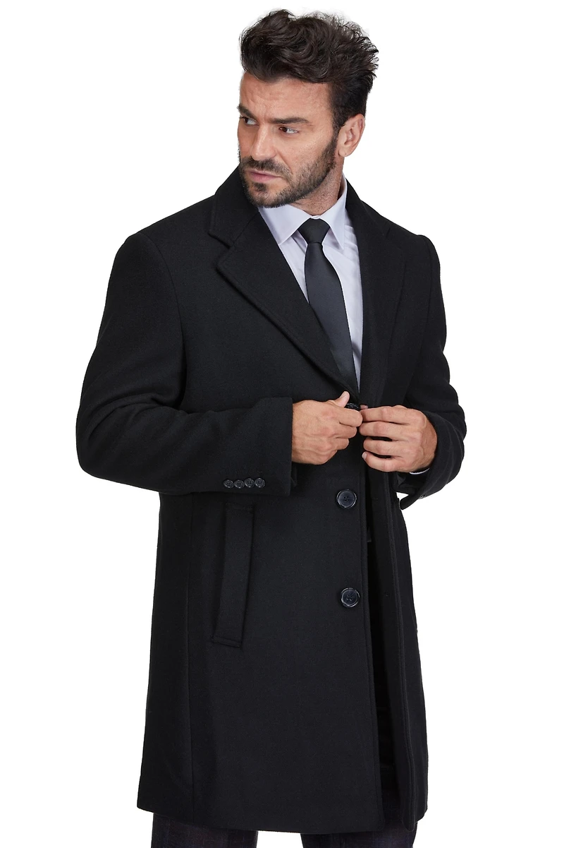 Braveman Men's Tailored Wool Blend Notch Collar Walker Car Coat