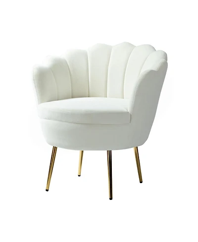 Modern Velvet Barrel Chair with Channel Tufted Back