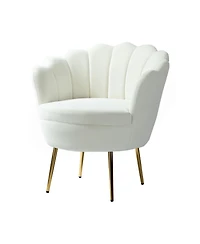 Modern Velvet Barrel Chair with Channel Tufted Back