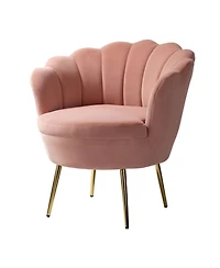 Modern Velvet Barrel Chair with Channel Tufted Back