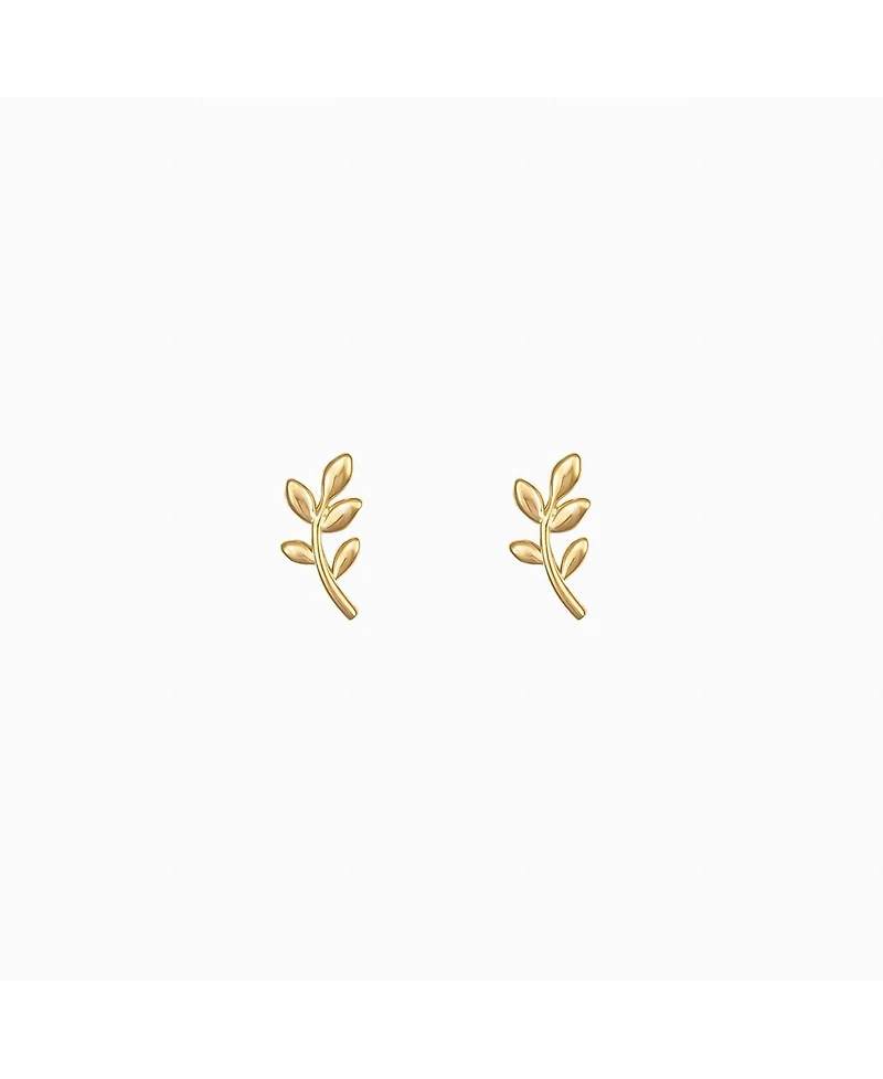 Sterling Silver 18k Gold Plated Olivia Leaf Stud Earrings