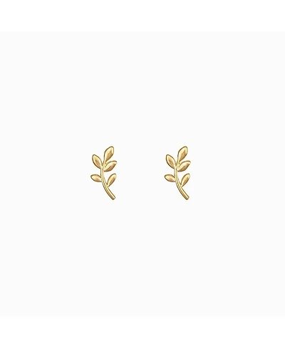 Sterling Silver 18k Gold Plated Olivia Leaf Stud Earrings