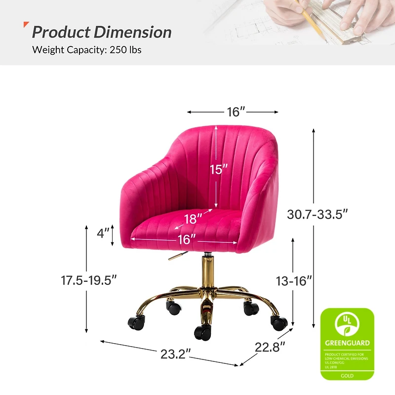 Velvet Home Office Desk Chair Height Adjustable