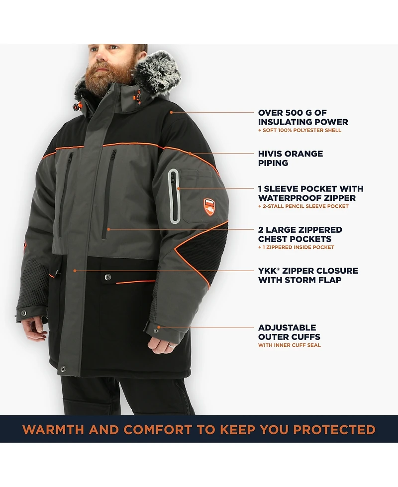 RefrigiWear Big & Tall PolarForce Parka Insulated Winter Jacket, -40°F Comfort Rating, Water-Repellent Wind-Tight