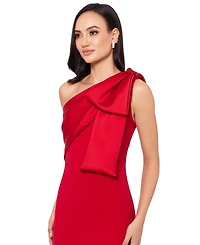 Betsy & Adam Women's Bow-Trimmed One-Shoulder Gown