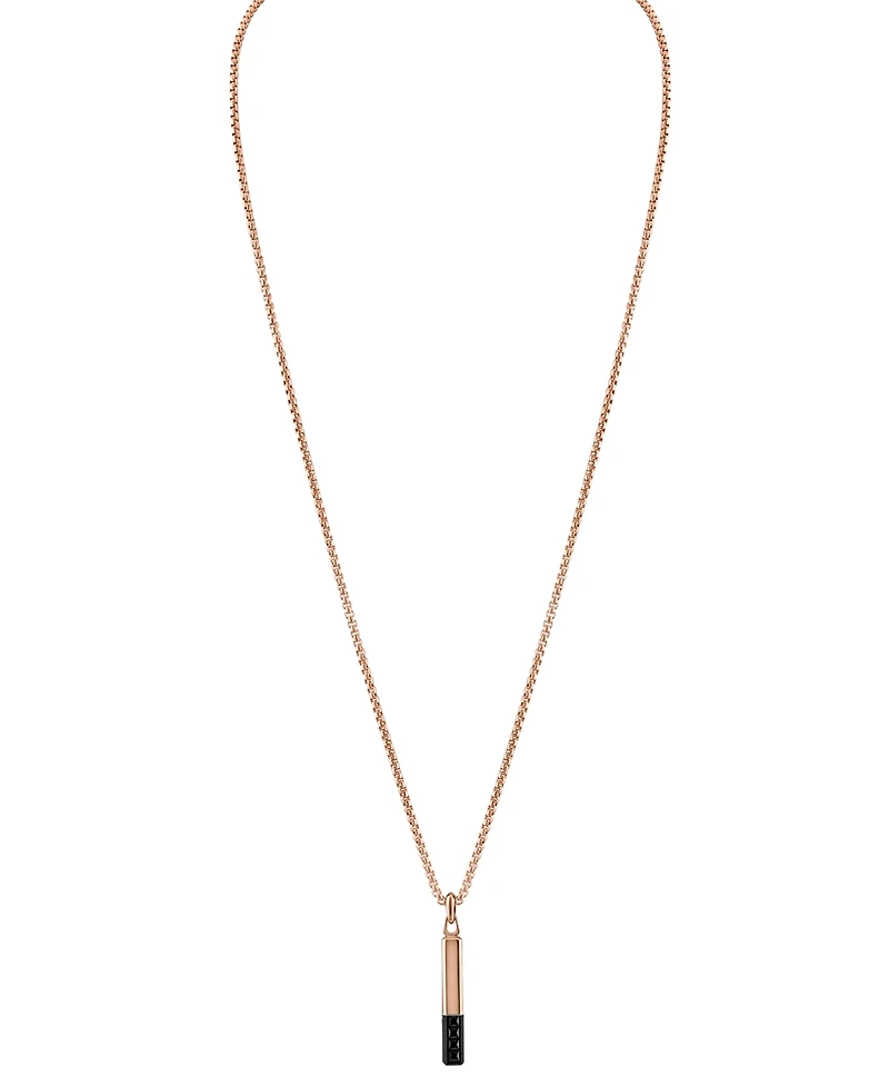 Bulova Black & Rose Gold-Tone Ip Stainless Steel Black Spinel 26" Pendant Necklace
