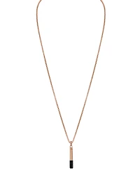 Bulova Black & Rose Gold-Tone Ip Stainless Steel Black Spinel 26" Pendant Necklace