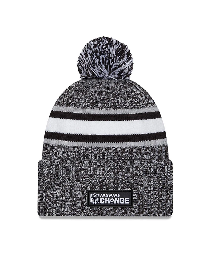 Men's New Era Heather Black Tennessee Titans 2023 Inspire Change Cuffed Knit Hat with Pom