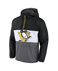 Men's Fanatics Black Pittsburgh Penguins Flagrant Foul Anorak Raglan Half-Zip Hoodie Jacket