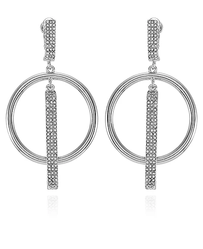 Vince Camuto Silver-Tone Clip On Hoop Drop Earrings