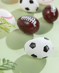 Glitzhome 48 Pack 2.25" H Easter Plastic Fillable Sports Eggs, 12 of Each Basketball, Football, Baseball, Soccer