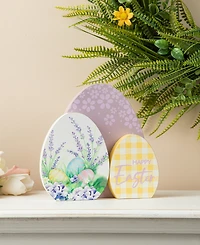Glitzhome 7.75" H Easter Wooden Eggs Table Decor