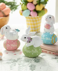 Glitzhome 4.5" H Easter Resin Bunny Table Decor, Set of 3