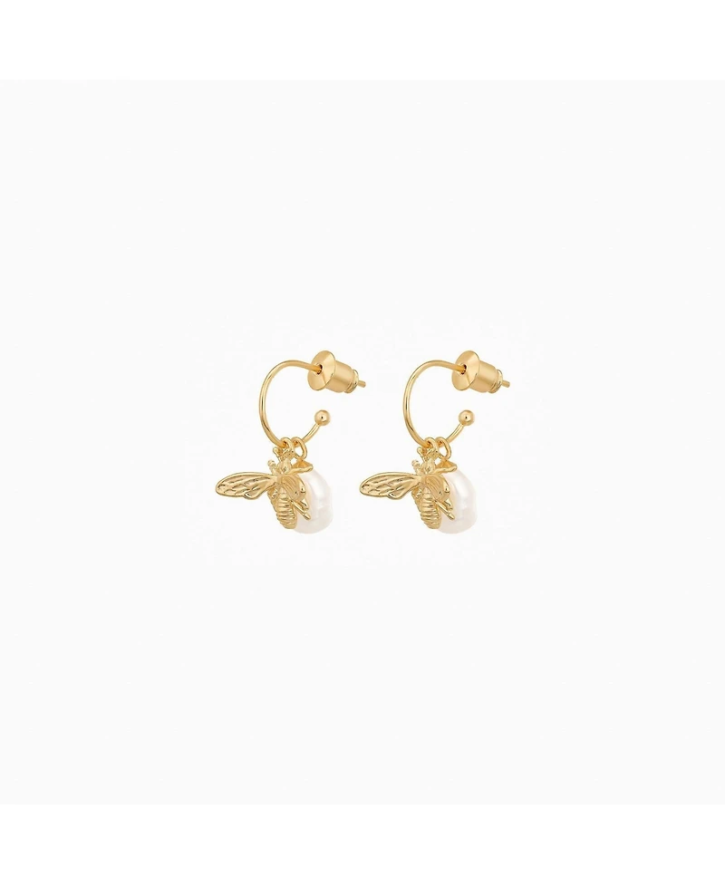 Bearfruit Jewelry Sterling Silver 18k Gold Plated Bee Cultured Pearl Earrings