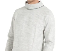 Campus Sutra Men's Light Grey Herringbone Textured Pullover Sweater