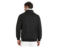 Campus Sutra Men's Charcoal Grey Heathered Jacket With Fleece Detail
