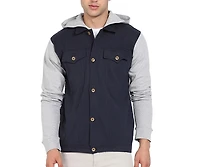 Campus Sutra Men's Grey & Navy Blue Button-Front Jacket With Contrast Detail