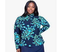 Calypsa Women's Plus Half-Zip Nora Swim Top