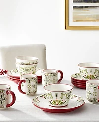 American Atelier Jay Import Bargello Set of 6 Holiday Dinner Plates