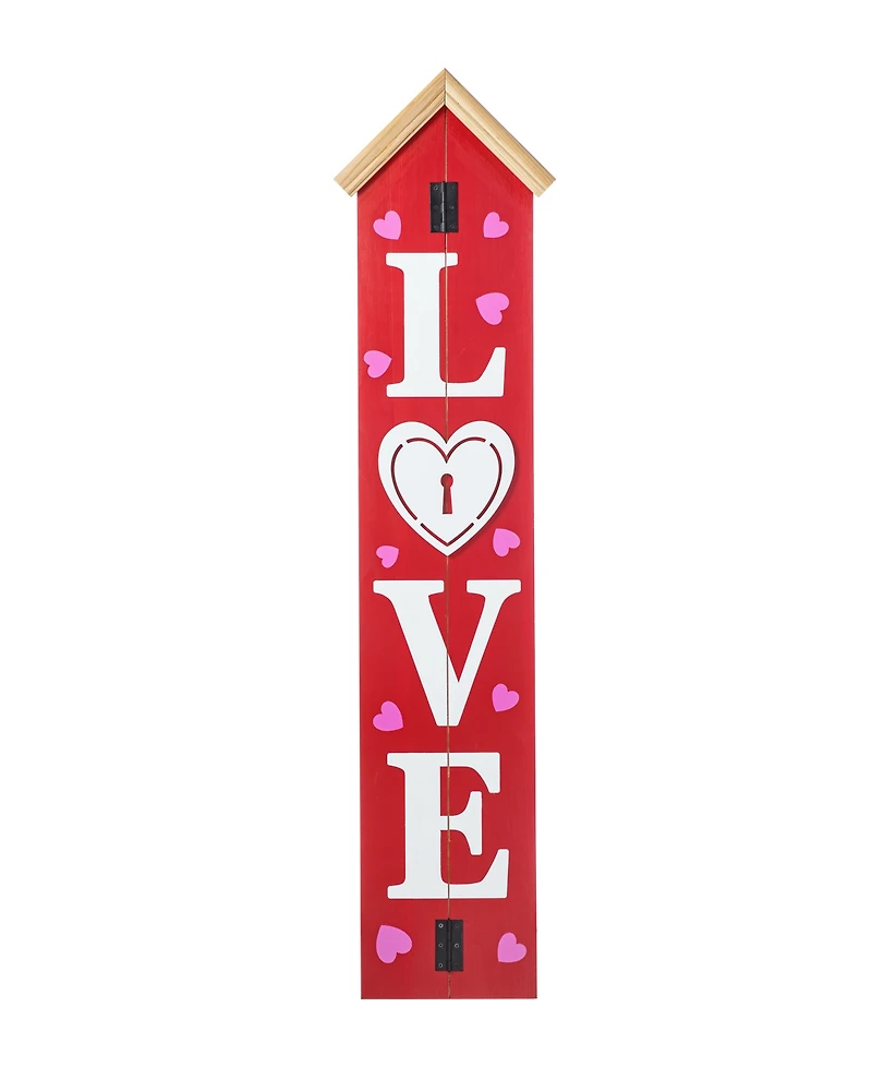 Glitzhome 42" H Valentine's Wooden "Love" House-Shaped Porch Decor