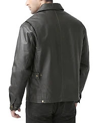 Bgsd Men Greg Open Bottom Zip Front Leather Jacket - Tall
