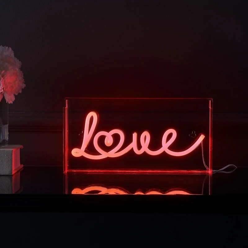 Jonathan Y Love Contemporary Glam Acrylic Box Usb Operated Led Neon Light