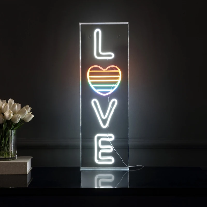 Jonathan Y Love Contemporary Glam Acrylic Box Usb Operated Led Neon Light