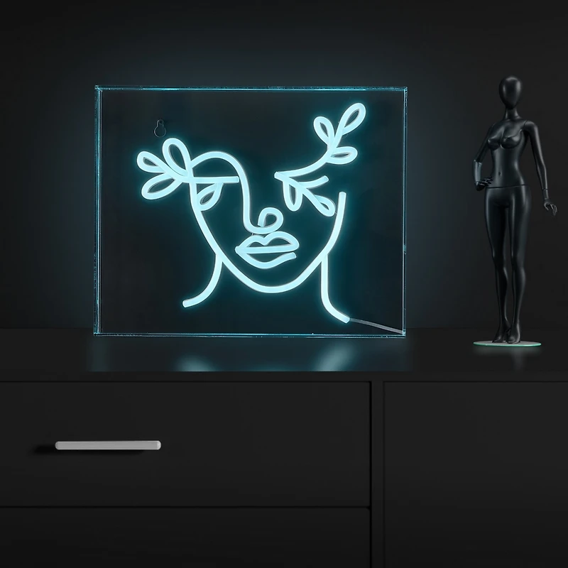 Jonathan Y Teary Face Contemporary Glam Acrylic Box Usb Operated Led Neon Light