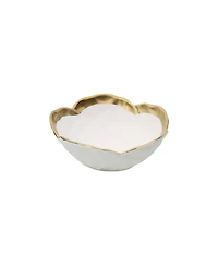 Classic Touch Porcelain Flower Shaped Bowl with Gold-Tone Rim, 7" D