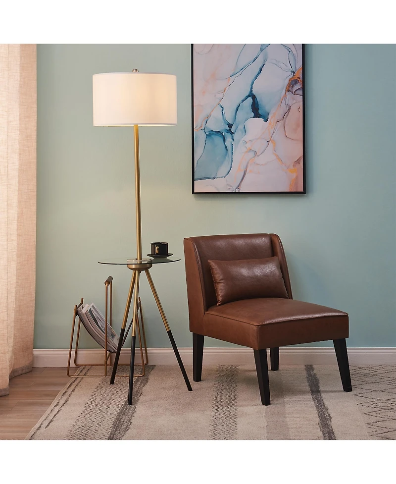 Team son Home Myra Floor Lamp with Glass Table and Built-In Usb, Gold