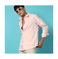 Campus Sutra Men's Pastel Striped Button Up Shirt