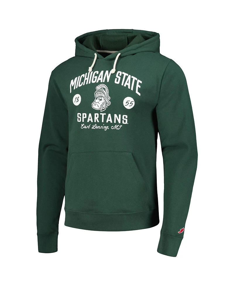 Men's League Collegiate Wear Green Distressed Michigan State Spartans Bendy Arch Essential Pullover Hoodie