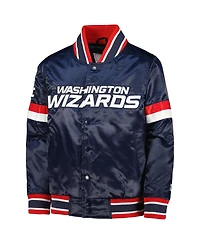 Big Boys Starter Navy Washington Wizards Home Game Varsity Satin Full-Snap Jacket