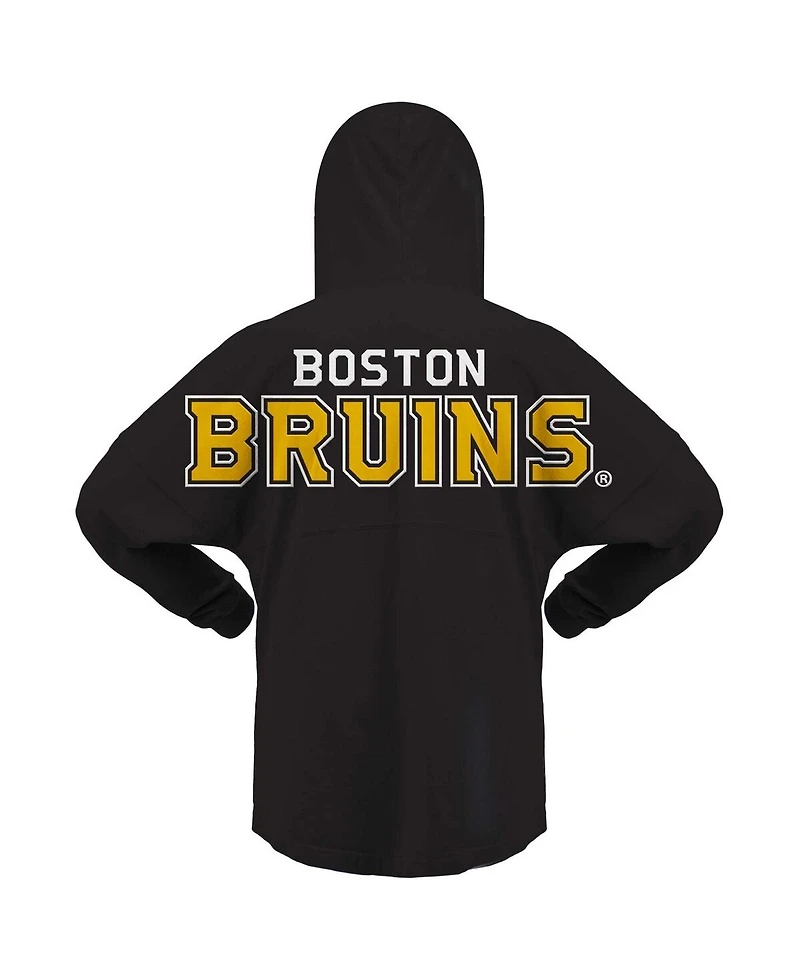 Women's Fanatics Black Boston Bruins Jersey Lace-Up V-Neck Long Sleeve Hoodie T-shirt