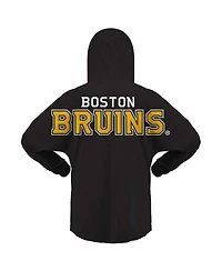 Women's Fanatics Black Boston Bruins Jersey Lace-Up V-Neck Long Sleeve Hoodie T-shirt