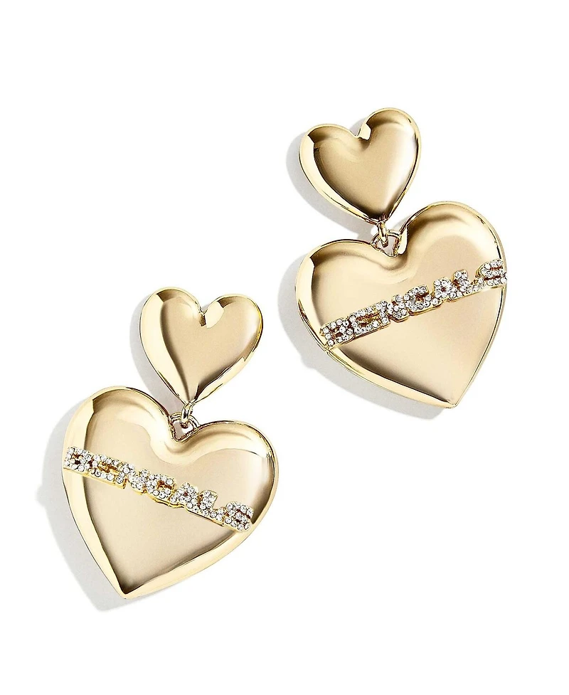 Women's Wear by Erin Andrews x Baublebar Gold-Tone Cincinnati Bengals Heart Statement Drop Earrings