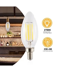 Vintage Like Non-Dimmable C35 4-Watt Led Edison Glass Bulbs with E12 Base (Pack of 6)