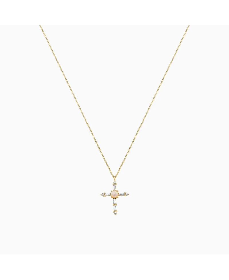 Opal Cross Necklace – Minimalist Summer Jewelry, Trending for Summer