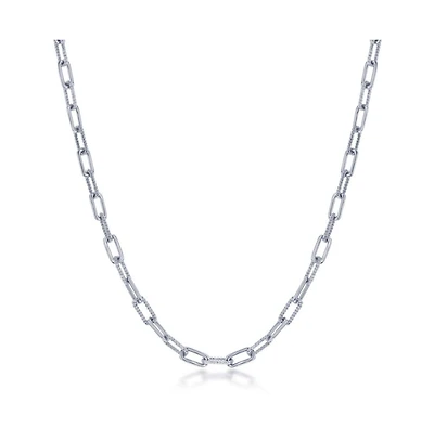 Sterling Silver or Gold Plated Over Sterling Silver polished Rope Design Paperclip Necklace
