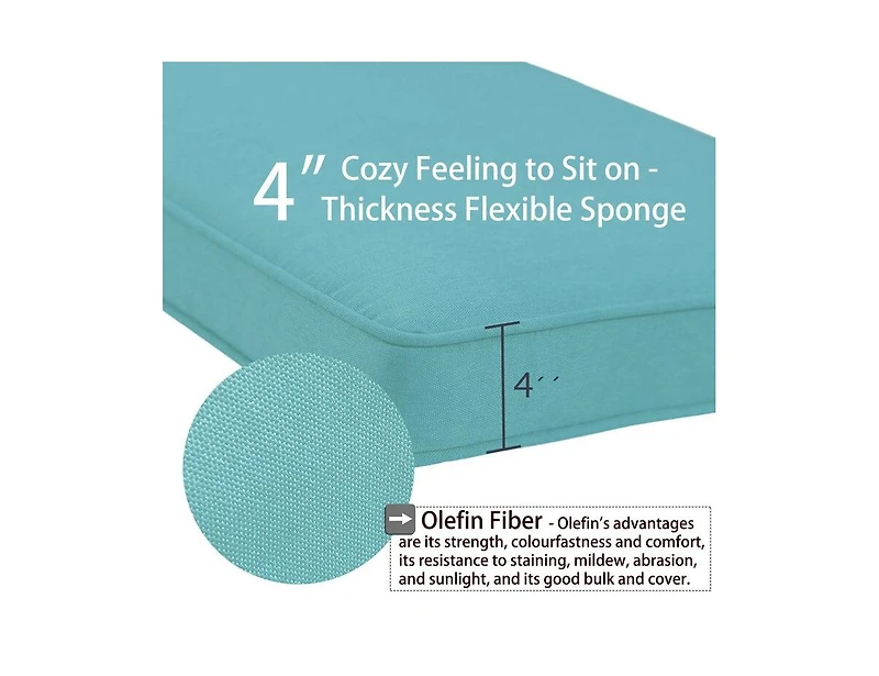 Aoodor Patio Bench Cushion Outdoor Olefin Fabric Slipcover Sponge Foam 46.5” x 17.7” 3