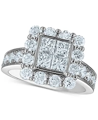 Diamond Princess Quad Cluster Halo Engagement Ring (2-1/2 ct. t.w.) in 14k White Gold