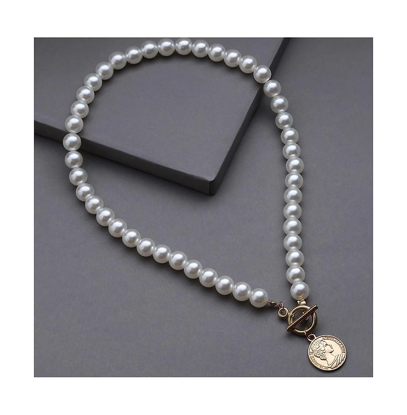 Sohi Women's White Pearl Strand Necklace